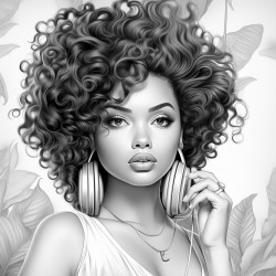 african american girl fashionably dressed full lips chinky eyes big earring curvy body