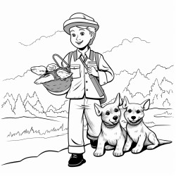 park ranger playing with dogs with a title safer in swan