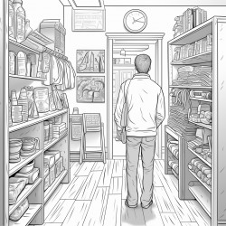 man hiding in store room