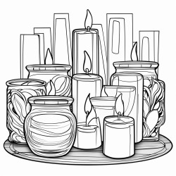 ute candles in jars clean lines sharp lines distinct edges clear boundaries continuous lines coloring page