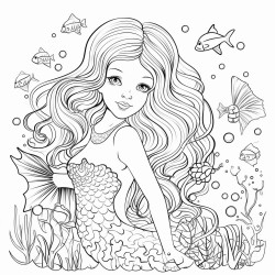 rainbow mermaid underwater scene