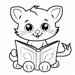 a cat reading a book