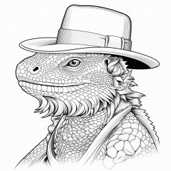 bearded dragon with a cowboy hat