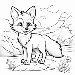fox with landscape background