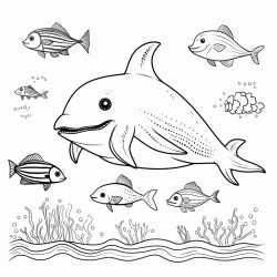 narwhal with other sea creatures