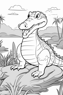 crocodile in front of a river