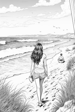 girl walking on the beach