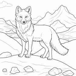 an arctic fox standing alert on a snowy landscape the background features snowdrifts