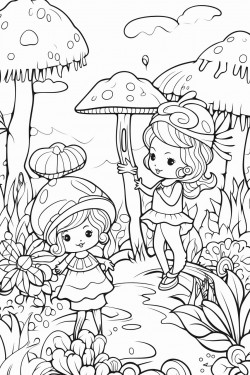 fairy and alien in whimsical garden