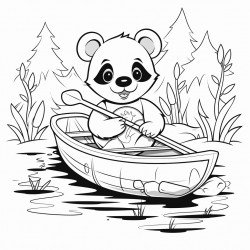 panda in a rowboat
