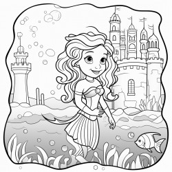 a mermaid in an underwater castle