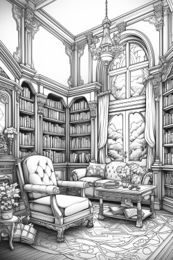 art neuveau style library interrior