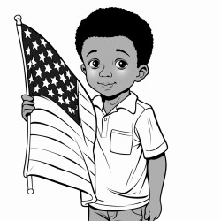 a black boy hugging the united states of america flag