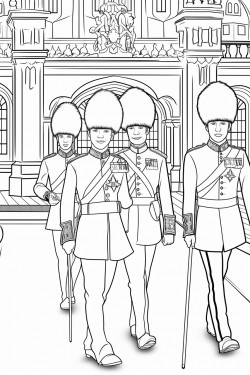 united kingdom kings guards in changing ceremony