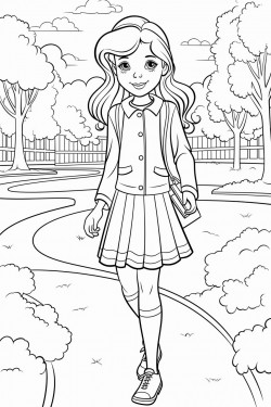 a girl walking in a park