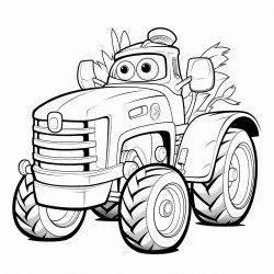 a monster driving a tractor