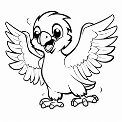 a cute eagle tengssuun  coloring bookvector white background black and white black drawing