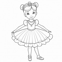 i would like a coloring page of a ballerina style cake with a ballerina cake topper