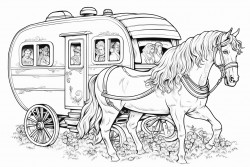 horse trailer with horses