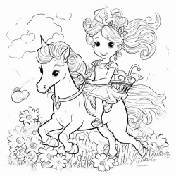 2 fairies riding unicorns with a bunny