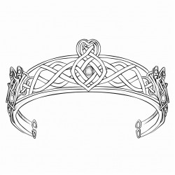 front section of a tiara made of celtic knotwork with an oval cabochon in the center