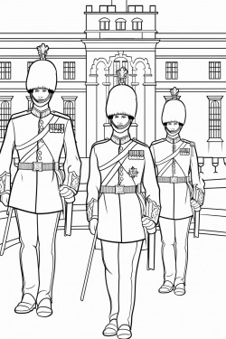 united kingdom kings guards in changing ceremony