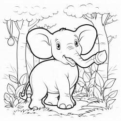 elephant in the forest with light bulbs