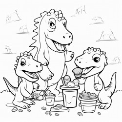 dinosaurs and llamas eating hot dogs