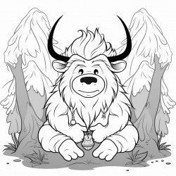 a yak in the forest meditating