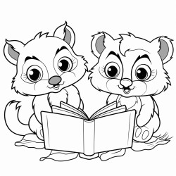 animals reading a book