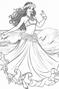 authentic hawaiian hula dancer dancing on hawaiian beach