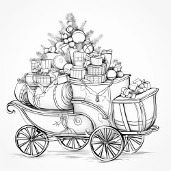 a festive sleigh filled with presents ready for delivery