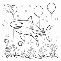 happy birthday great grandma with a picture of a shark and balloons
