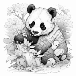 panda eating leaves