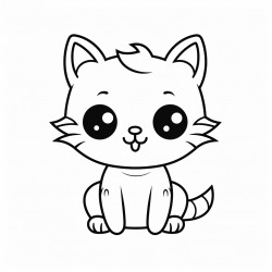cute cat in a minimalism kawaii style