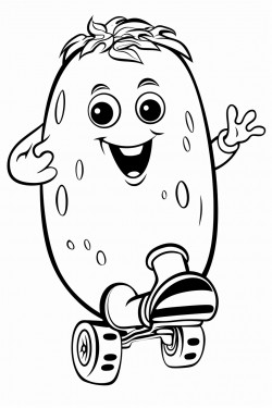 a potato jumping on to a skateboard