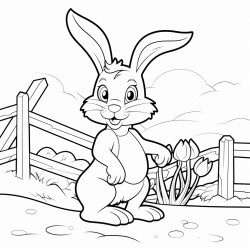 a cute rabbit carrying a carrot on a farm