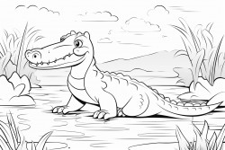 little crocodile on the river bank