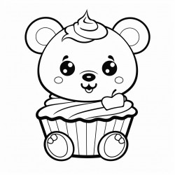 square classic cupcake with candy bear decoration