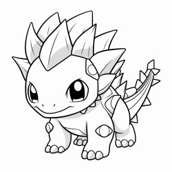 tiny female young stegosaurus manga style