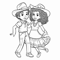 pareja de bailarines caribeos bailando bachata chica cabello afro y chico con sombrero