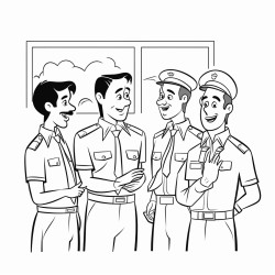 security officer talking with staff multi cultured employees