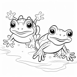 2 swimming frogs