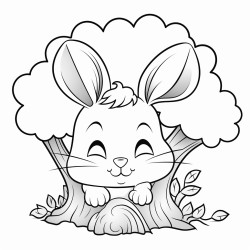 a cartoon hare sleeping under a tree