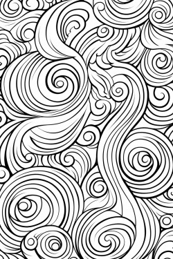 a cute whimsical whirls coloring bookvector white background black and white black drawing