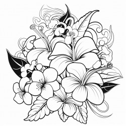 a beautiful bouquet of tropical flowers of numerous designs