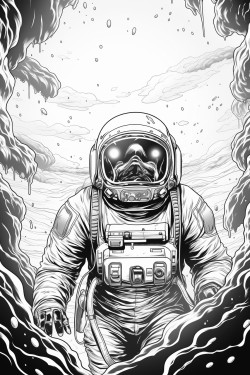 melting astronaut in space
