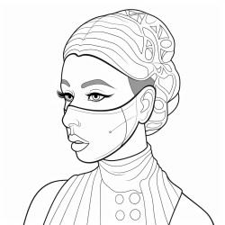a woman with a mask on her head