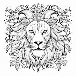 a lion with soft eys and easy space to color