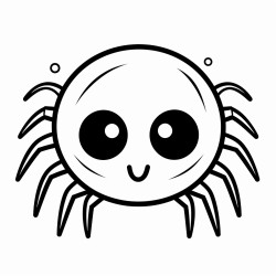 cute spider with kawaii eyes  white background